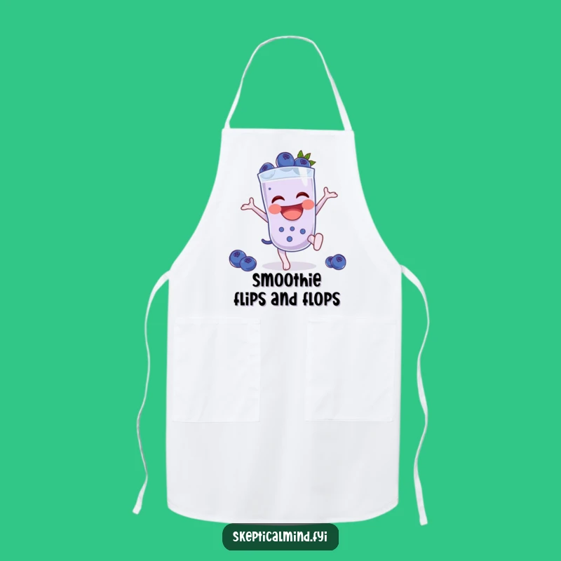 Funny Blueberry Smoothie Cartwheel Apron, Active Fruit Character Kitchen Gift