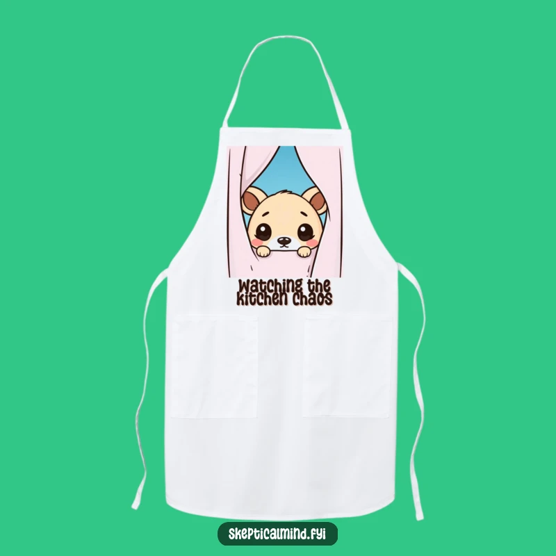 Funny Kawaii Animal Peeking Apron - Cook with Suspicion and Style