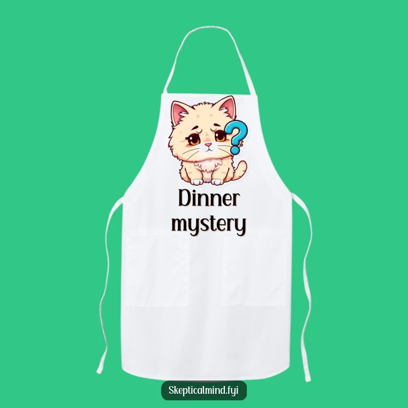 Funny Puzzled Cat Apron - Cook Up Questions with Hilarious Style