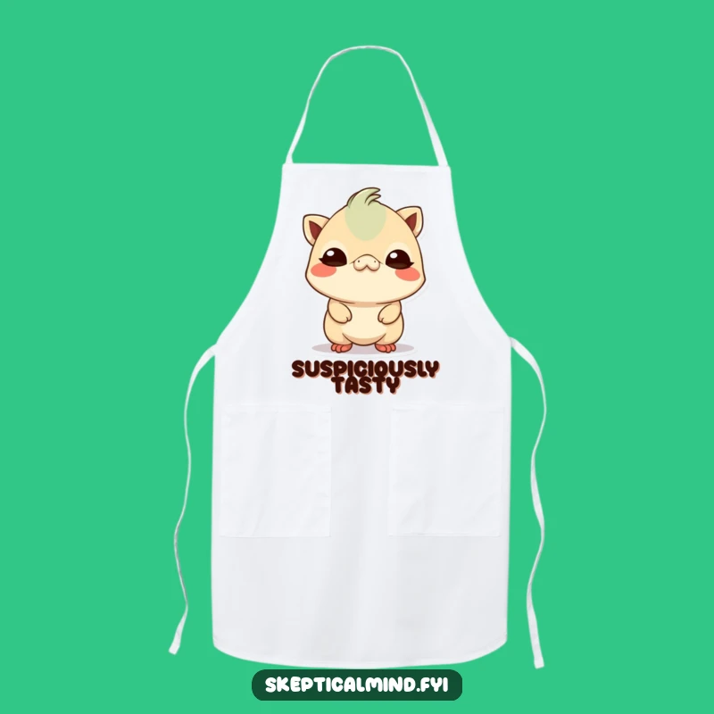 Funny Skeptical Kawaii Creature Apron: Cook with Caution and Humor