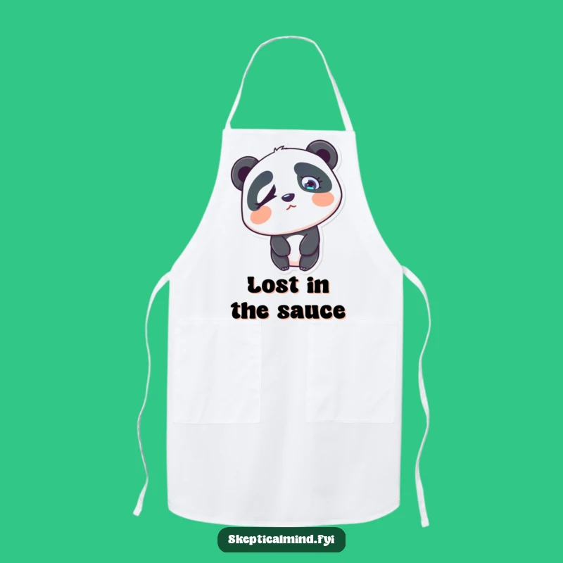 Funny Confused Panda Apron - Puzzled Kitchen Aid Gift