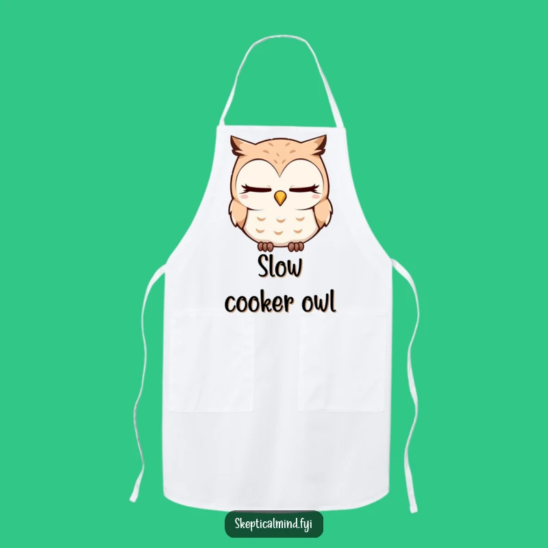 Funny Sleepy Owl Chef Apron: Quizzical Owl's Kitchen Pondering, Cooking Gift