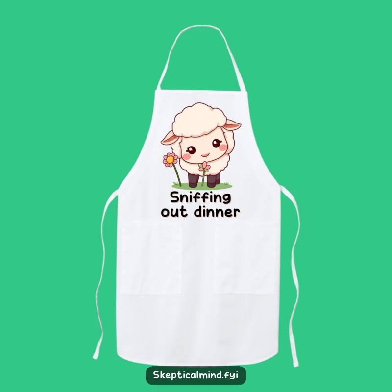 Funny Sheep Flower Apron: Quizzical Chef Sheep For Your Kitchen Adventures