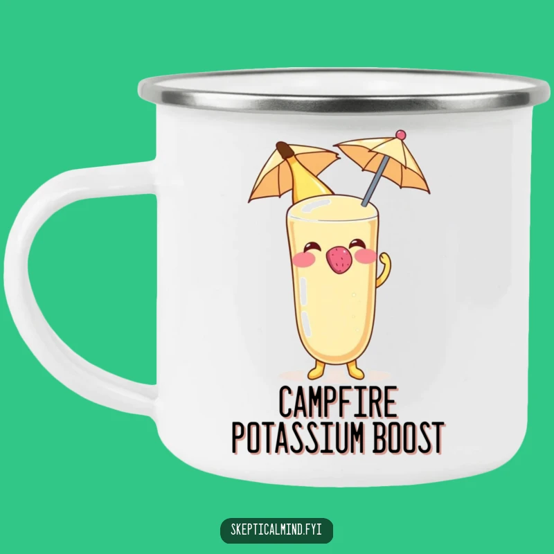 Funny Banana Smoothie Raspberry Camping Mug, Outdoor Fruit Character Cup Gift