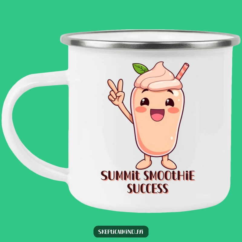 Funny Peach Smoothie Camping Mug - Victory Pose Travel Cup - Gift