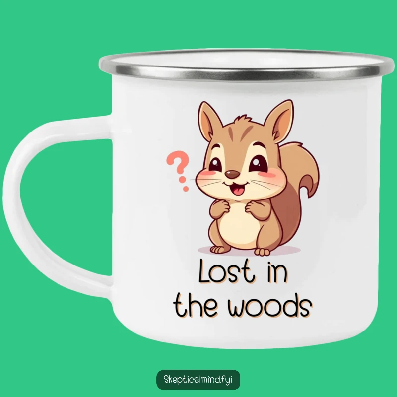 Funny Squirrel Camping Mug: Cheerful Squirrel Puzzled by Symbol - Outdoor Humorous Gift!