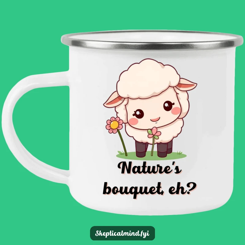 Funny Sheep Flower Camping Mug: Quizzical Sheep Outdoor Humor For Adventures