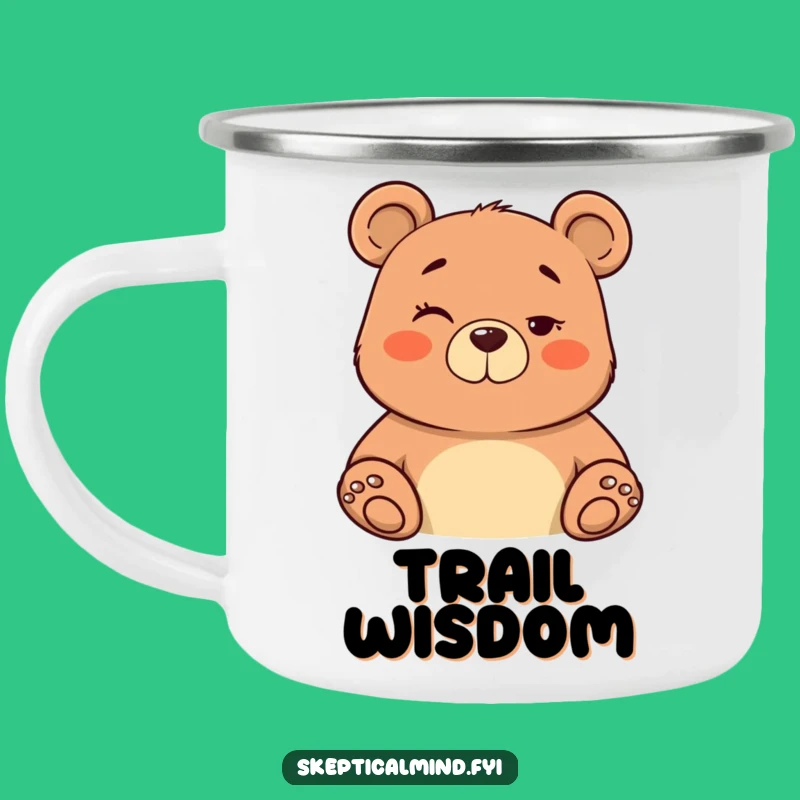 Funny Bear Trail Boss Enamel Mug - Outdoor Gift for Confident People
