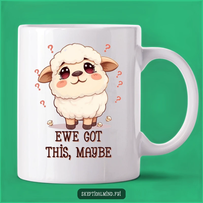 Funny Sheep Doubt Mug: Worried Character Gift for Relatable Humor