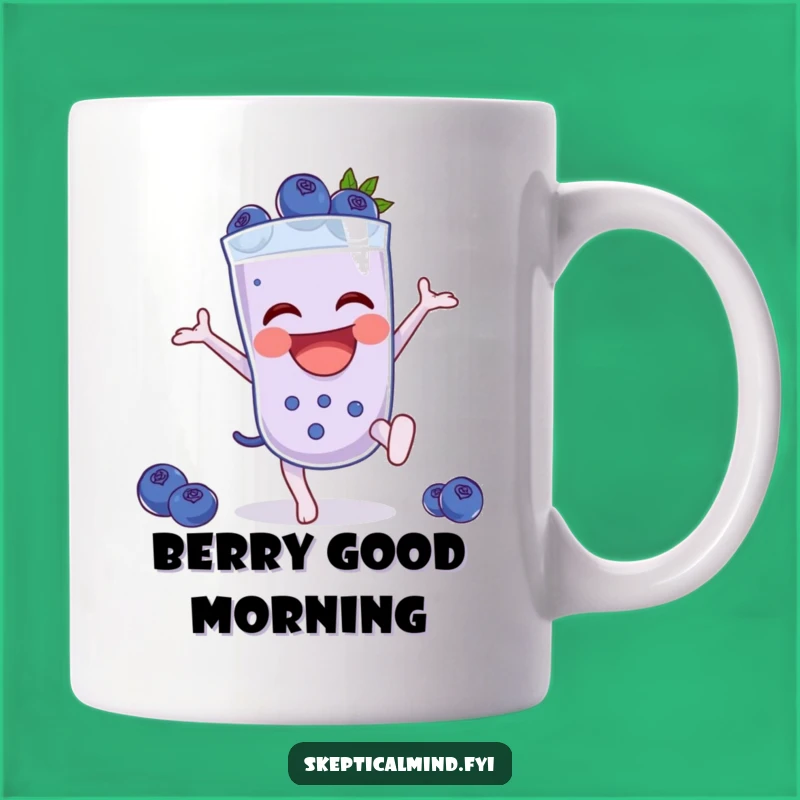 Funny Blueberry Smoothie Cartwheel Mug, Joyful Fruit Character Perfect Gift