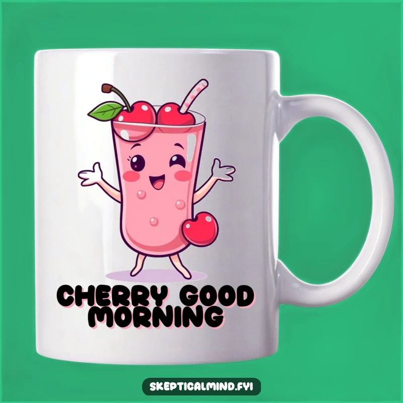Funny Cherry Smoothie Dance Mug, Cheerful Fruit Character Perfect Gift