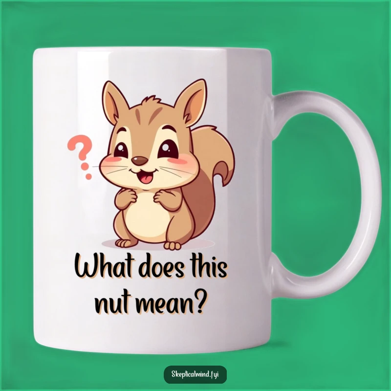 Funny Squirrel Gift Mug: Cheerful Rodent Puzzled by Symbol - Hilarious Coffee Cup!