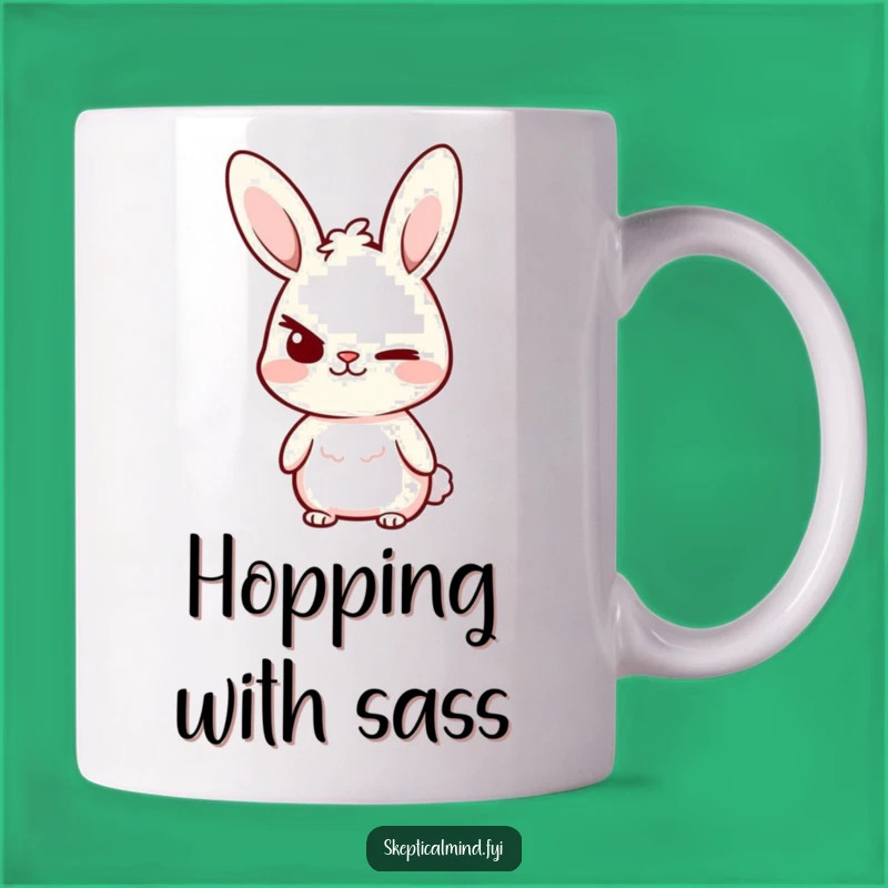 Funny Bunny Smirk Mug: Sassy Bunny Raises Eyebrow, Cheeky Gift