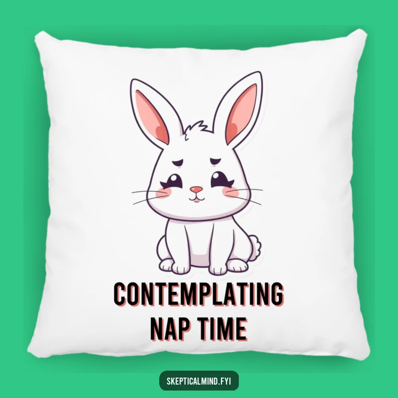 Funny Bunny Pondering Pillow - Cozy comfort for thinkers, a funny gift!