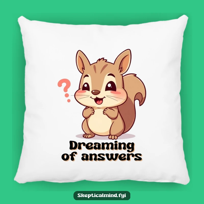 Funny Squirrel Pillow: Cheerful Squirrel Puzzled by Symbol - Cozy Hilarious Decor!