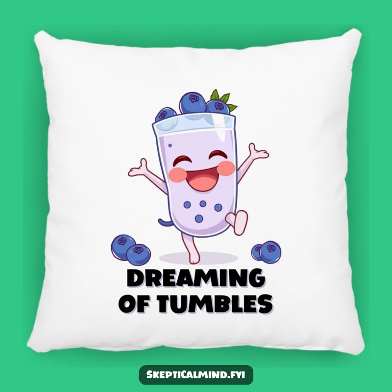 Funny Blueberry Smoothie Cartwheel Pillow, Soft Energetic Fruit Character Cushion Gift