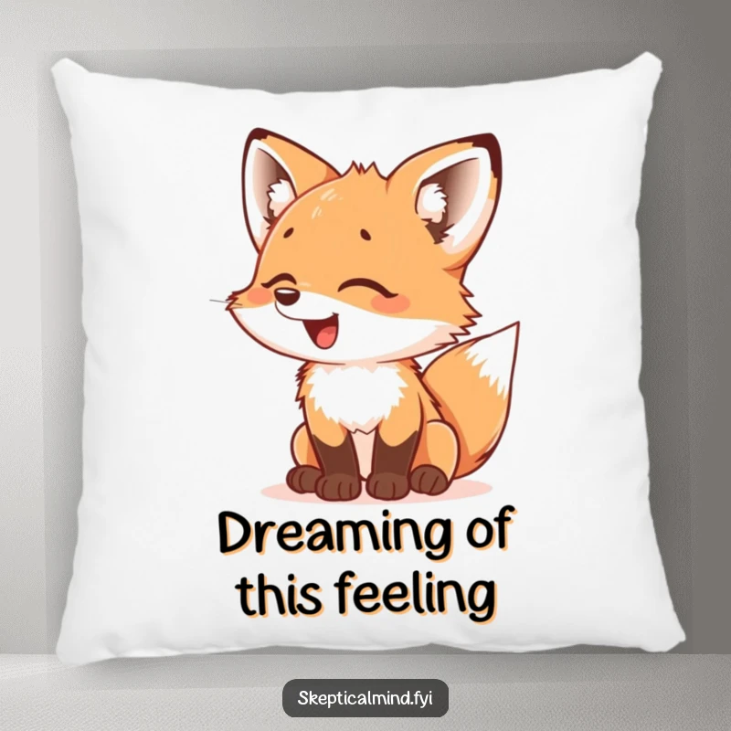 Funny Fox Cub Pillow: A giggling fox cub looks at something with bewildered delight, creating a plush and adorable decorative accent.