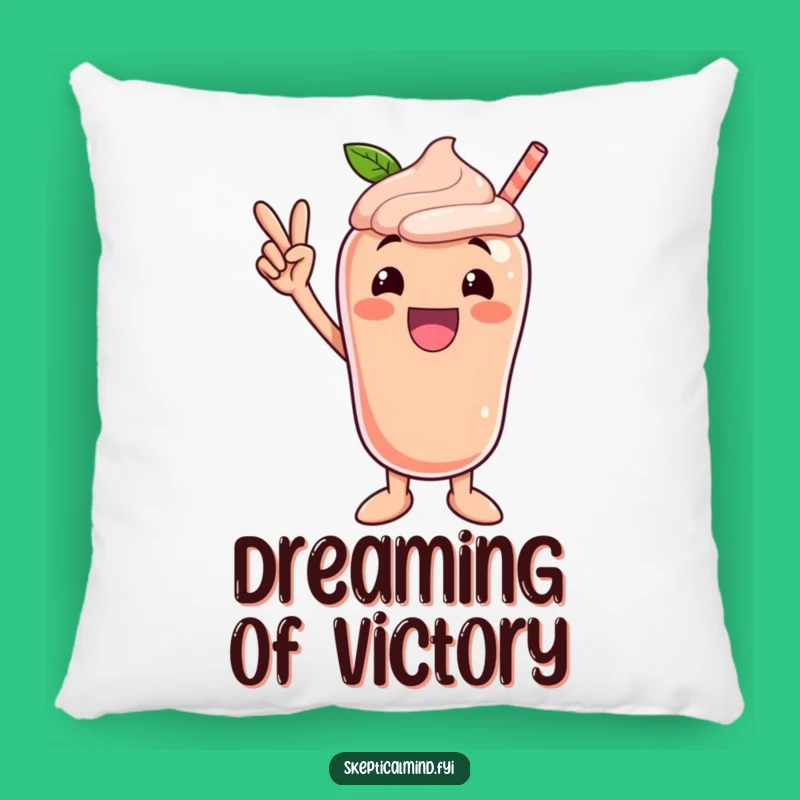 Funny Peach Smoothie Pillow - Cozy Victory Pose Cushion - Hilarious Gift