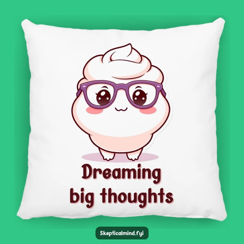 Funny Sour Cream Glasses Pillow - Delighted Nerd Character Cozy Cushion Funny Gift