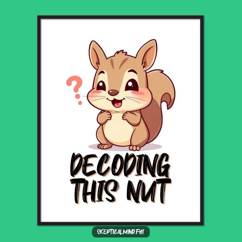 Funny Squirrel Digital Art: Cheerful Squirrel Puzzled by Symbol - Hilarious Printable Gift!