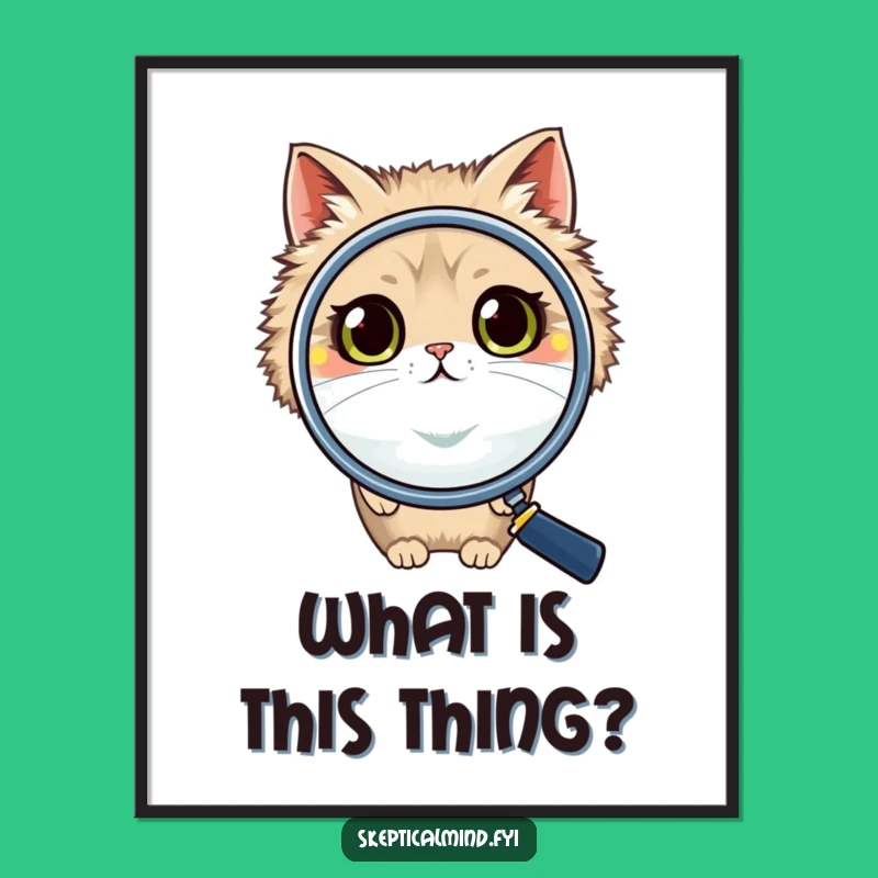 Funny Cat Magnifying Glass Print: Hilarious Feline Art, Instant Download, Unique Gift!
