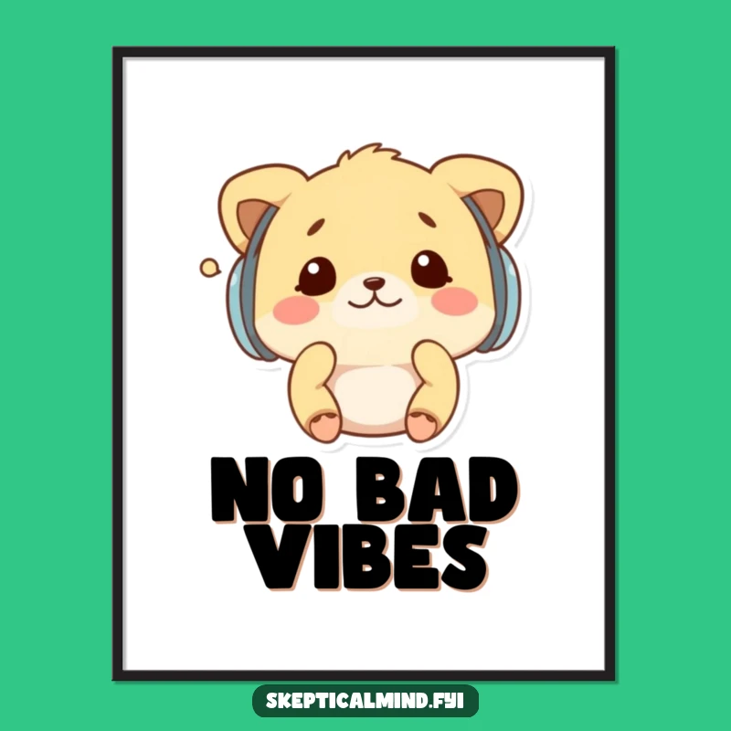 Funny Kawaii Animal Earmuffs Digital Art - Instant Peaceful Vibes