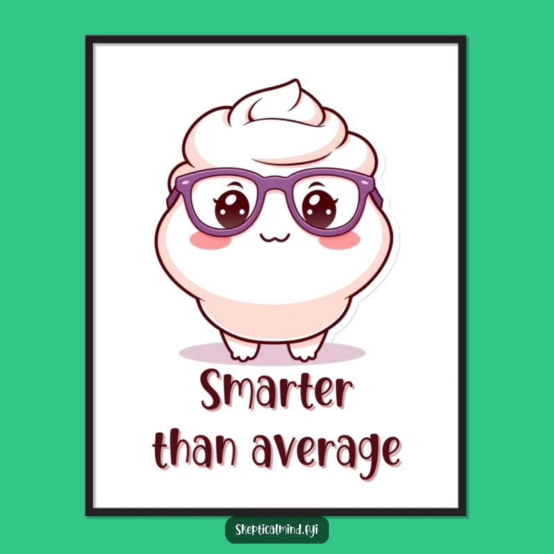 Funny Sour Cream Glasses Digital Art - Delighted Nerd Character Print Funny Gift