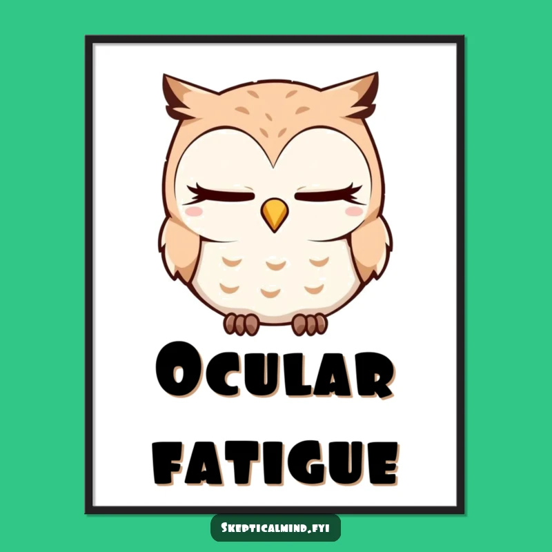 Funny Sleepy Owl Digital Print: Quizzical Owl's Contemplative Art, Wall Gift