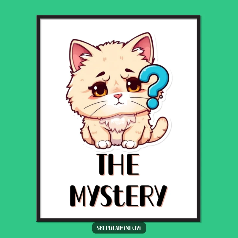 Funny Puzzled Cat Digital Art - Instant Whimsy for Your Walls