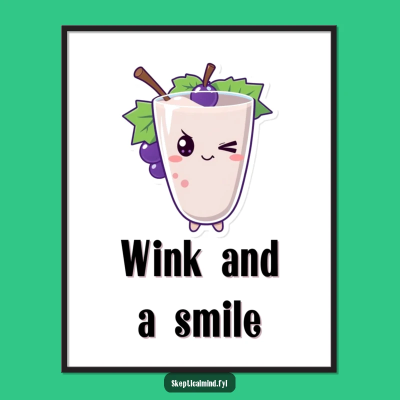 Funny Winking Grape Digital Art - Instant Cheeky Decor
