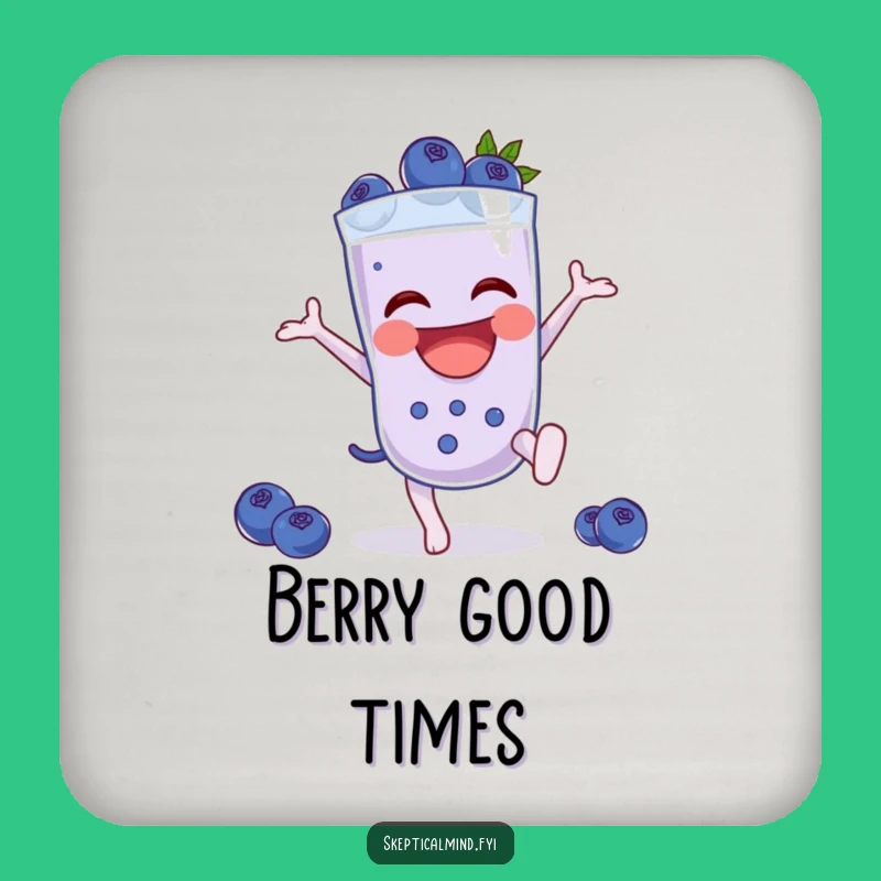 Funny Blueberry Smoothie Cartwheel Coaster, Protective Fruit Character Drink Gift
