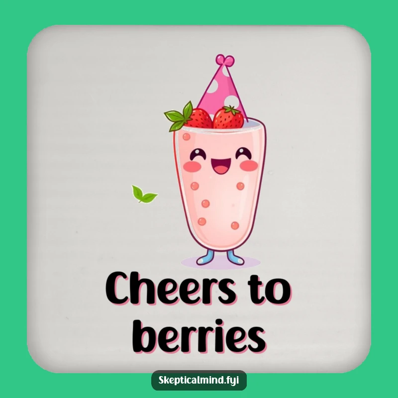 Funny Berry Smoothie Coaster - Party Hat Drink Mat - Gift