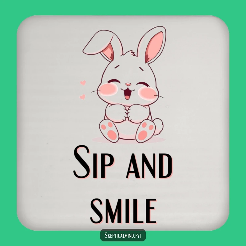 Funny Blushing Bunny Coaster: Giggling Cute Drink Protector, Humorous Housewarming Gift