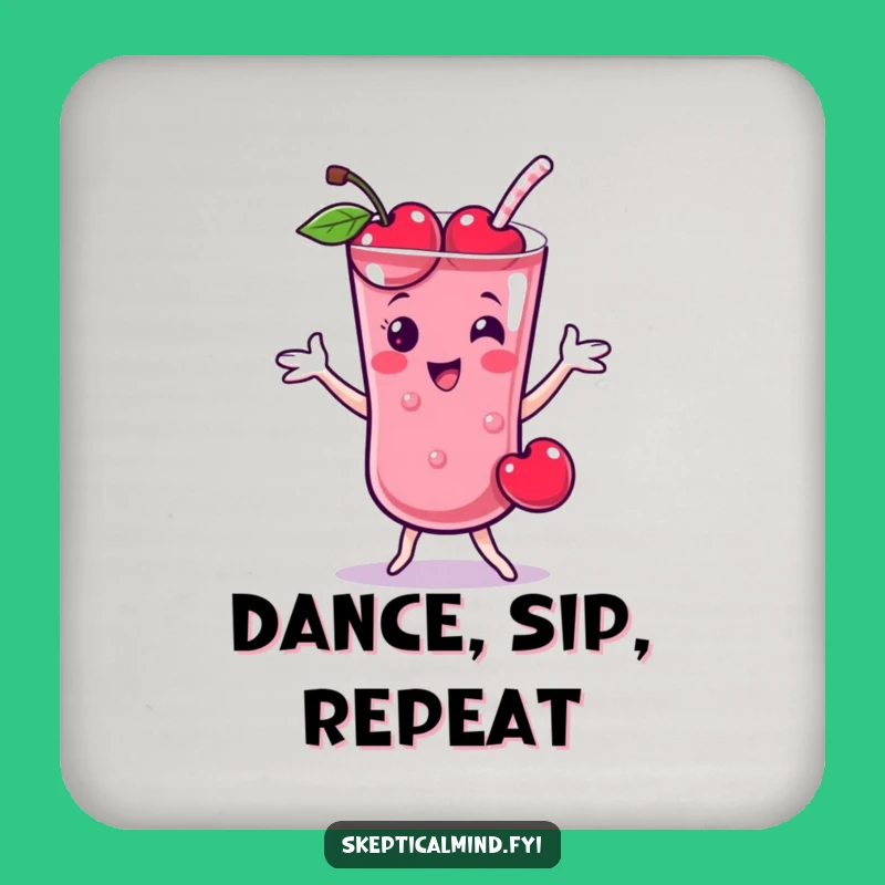 Funny Cherry Smoothie Dance Coaster, Protective Fruit Character Drink Gift