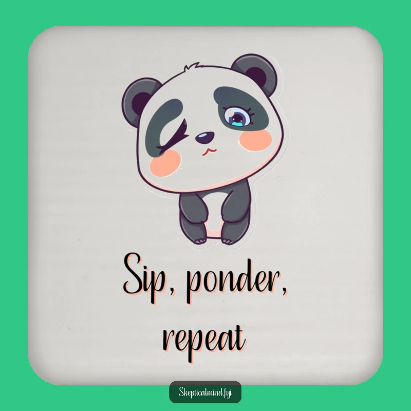 Funny Confused Panda Coaster Set - Puzzled Table Protector