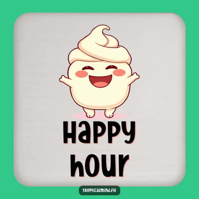 Funny Sour Cream Coaster - Protect Surfaces with Creamy Smiles!