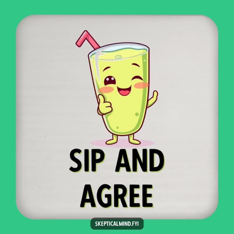 Funny Kiwi Smoothie Coaster - Giggling Thumbs Up Drink Mat - Gift