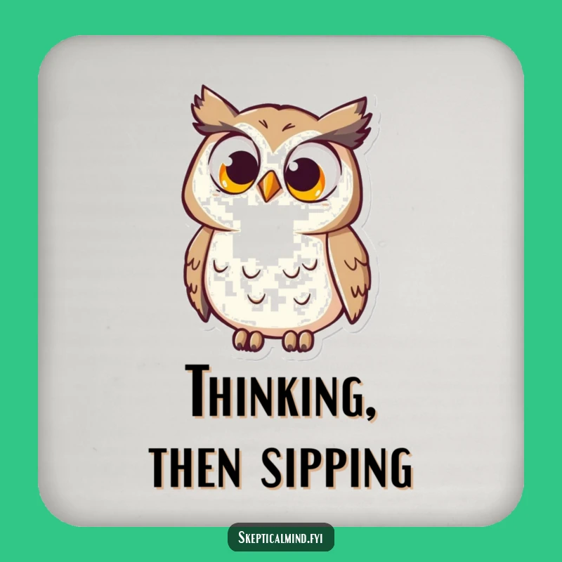 Funny Owl Coasters: Set of coasters featuring curious owl and big eyes, protecting surfaces humorously.