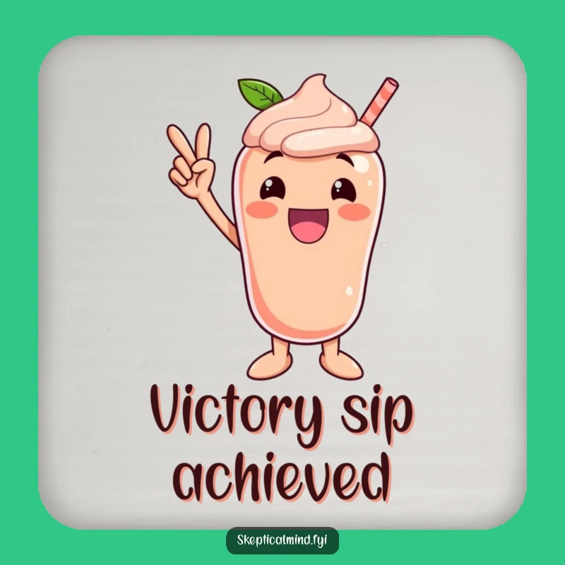 Funny Peach Smoothie Coaster - Victory Pose Drink Mat - Gift
