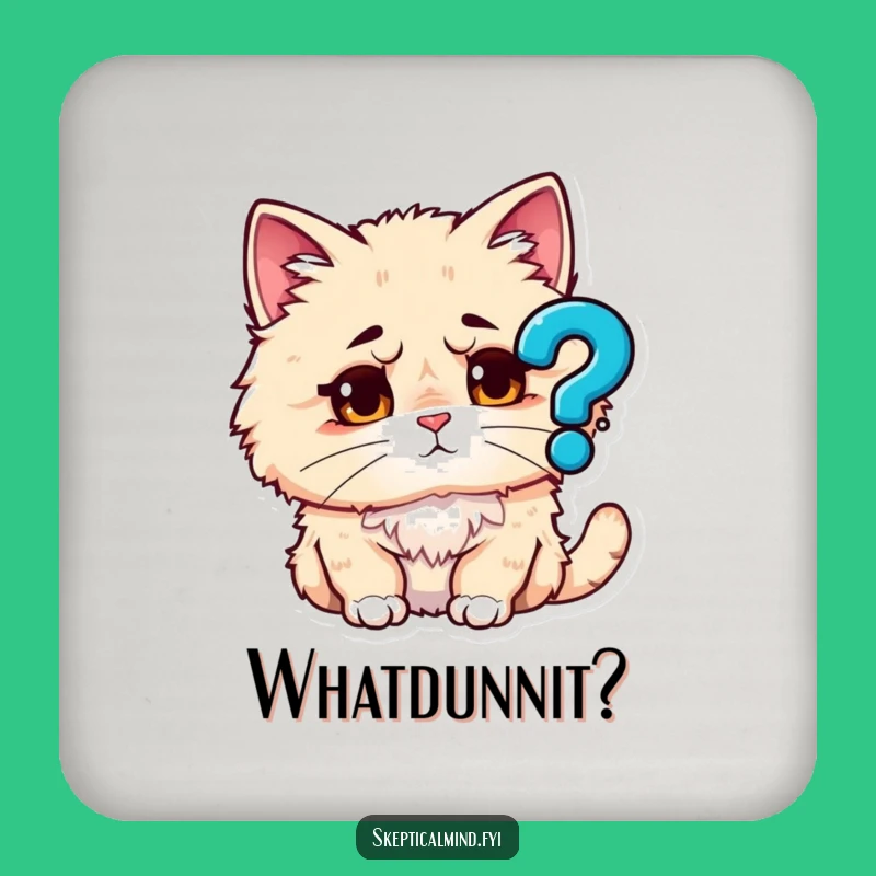 Funny Puzzled Cat Coaster - Protect Surfaces with Cute Confusion