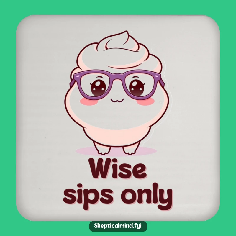 Funny Sour Cream Glasses Coaster - Delighted Nerd Character Decor Funny Gift