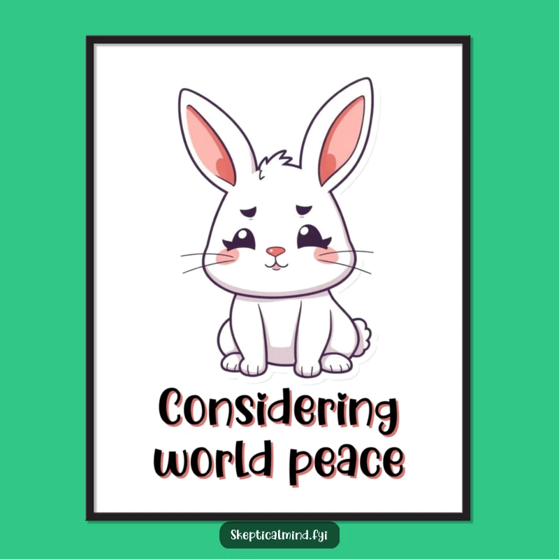 Funny Bunny Deep Thinker Poster - Decorate with intrigue, a funny gift!