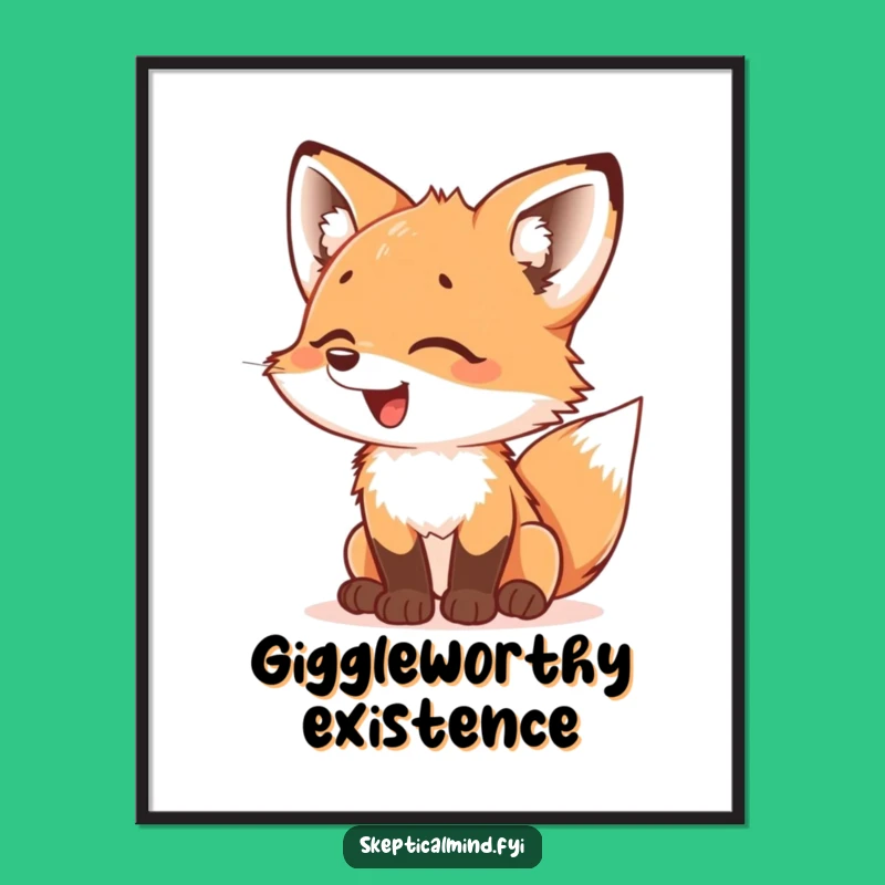 Funny Fox Cub Poster: Joyful Wonder Art, Adorable & Funny Gift Decor