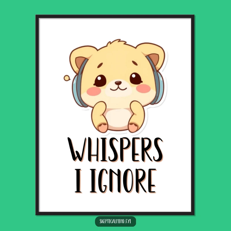 Funny Kawaii Animal Earmuffs Poster - Art That Shakes Off the Noise