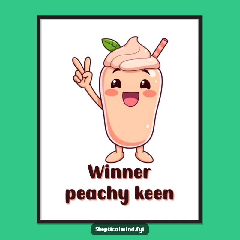 Funny Peach Smoothie Poster - Victory Pose Art Print - Gift