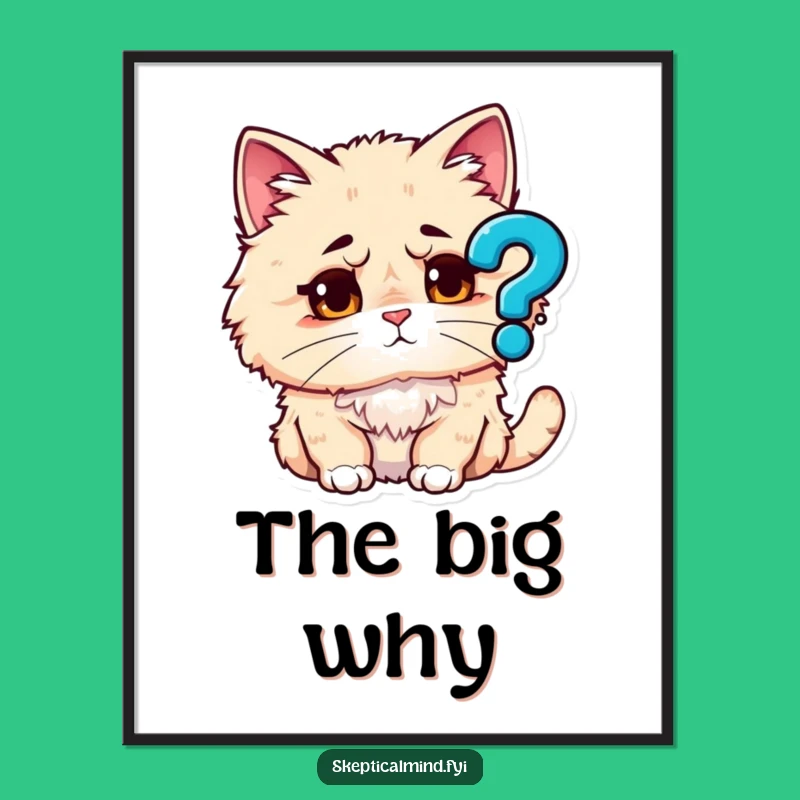 Funny Puzzled Cat Poster - Add Whimsy and Wonder to Your Walls