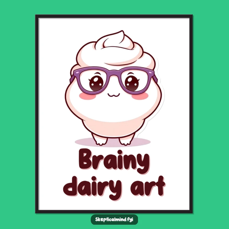 Funny Sour Cream Glasses Poster - Delighted Nerd Character Wall Art Funny Gift