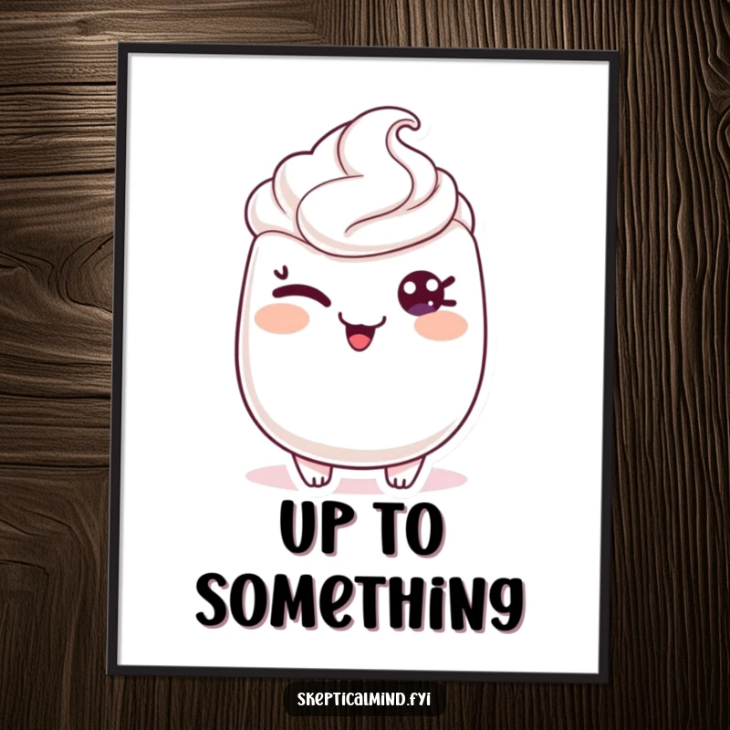 Funny poster art of a sour cream character giving a knowing wink, with a playful glint in its eye, exuding cheeky charm.