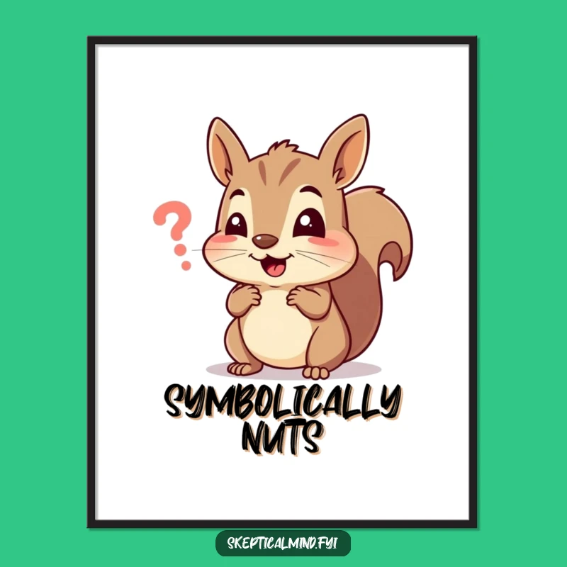 Funny Squirrel Poster: Cheerful Rodent Squinting at Symbol - Hilarious Wall Art!