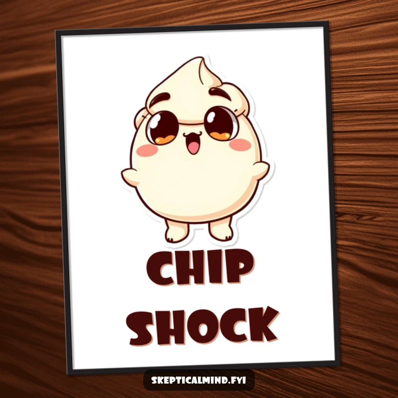 Funny poster art of a sour cream character with wide eyes and an open mouth, conveying extreme surprise and humor for wall display.